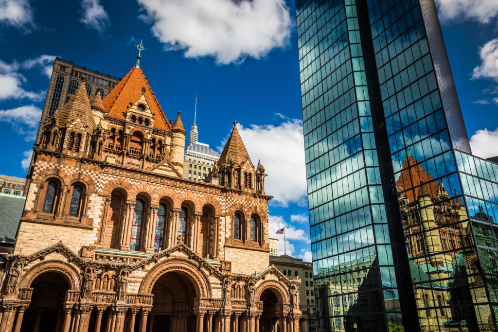 A photo of Trinity Church located in Boston.